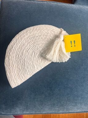 NWT Roller Rabbit Cream Half-Moon Decorative Pillow Cover with Tassel